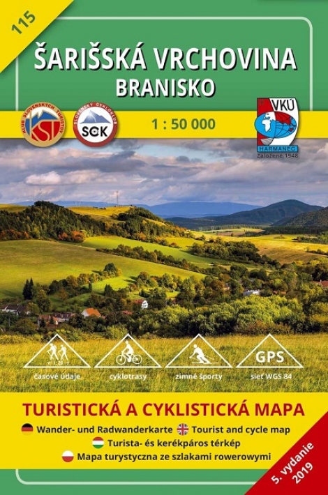 Šarišská vrchovina Branisko 1:50 000 (5.vydanie) - Turistická a cyklistická mapa 115