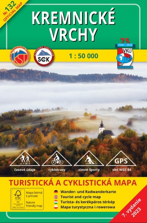 Kremnické Vrchy 1:50 000 - Turistická a cyklistická mapa