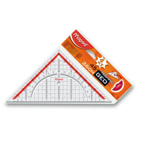 Geometrický pravoúhlý trojúhelník Maped Technic 26cm, úhloměr