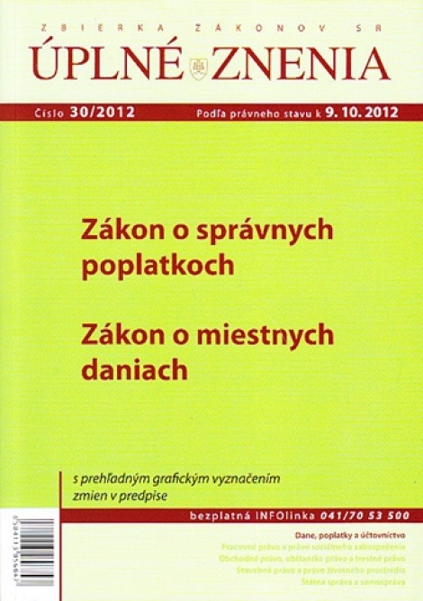 UZZ 30/2012 Zákon o správnych poplatkoch - 