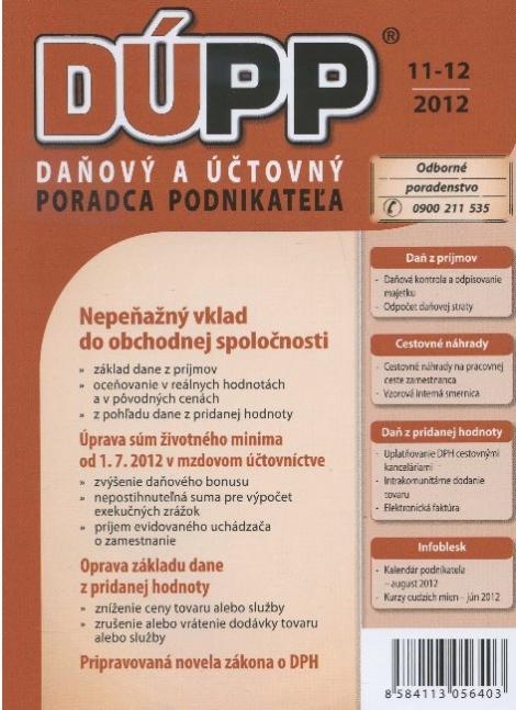 DUPP 11-12/2012 Nepeňažný vklad do obchodnej spoločnosti - 