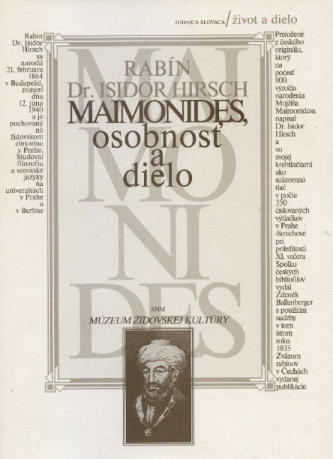 Maimonides, osobnosť a dielo - Isidor Hirsch