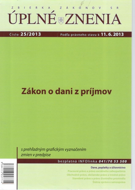 UZZ 25/2013 Zákon o dani z príjmov - 