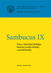 Sambucus IX - Práca z klasickej filológie, latinskej medievalistiky a neolatinistiky