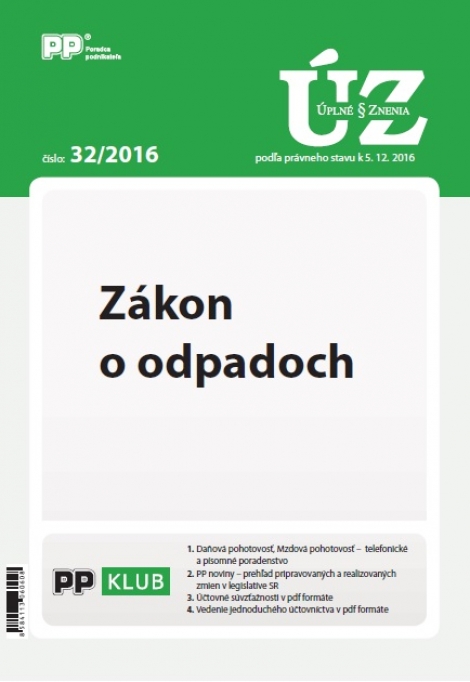 UZZ 32/2016 Zákon o odpadoch - 