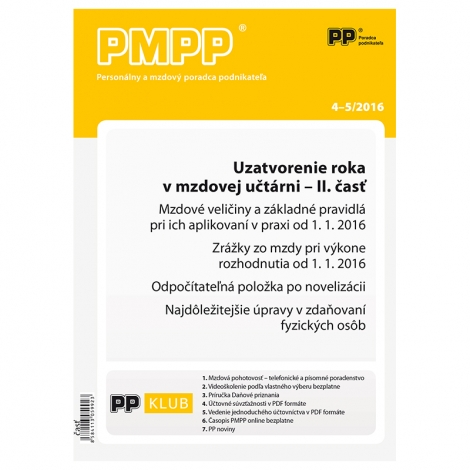 PMPP 4-5/2016 Uzatvorenie roka v mzdovej učtárni - II. časť - 