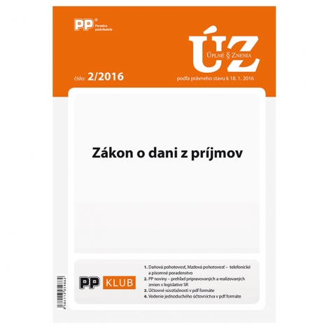 UZZ 2/2016 Zákon o dani z príjmov - 