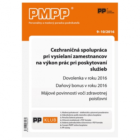 PMPP 9-10/2016 Cezhraničná spolupráca pri vysielaní zamestnancov na výkon prác pri poskytovaní služi