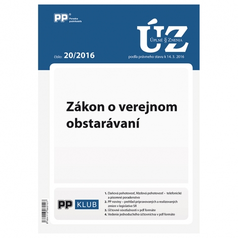 UZZ 20/2016 Zákon o verejnom obstarávaní - 
