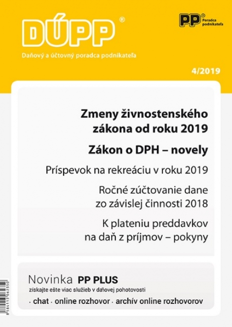 DUPP 4/2019 Zmeny živnostenského zákona od roku 2019. Zákon o DPH - novely