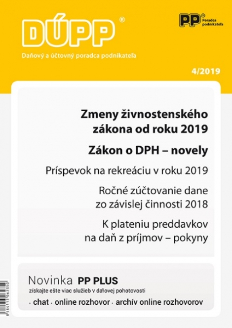 DUPP 4/2019 Zmeny živnostenského zákona od roku 2019. Zákon o DPH - novely - 