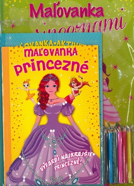 Komplet Princezné (2  maľovanky+2 aktivity zošity + farebné ceruzky) - 
