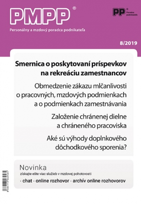 PMPP 8/2019 Smernica o poskytovaní príspevkov na rekreáciu zamestnancov - 