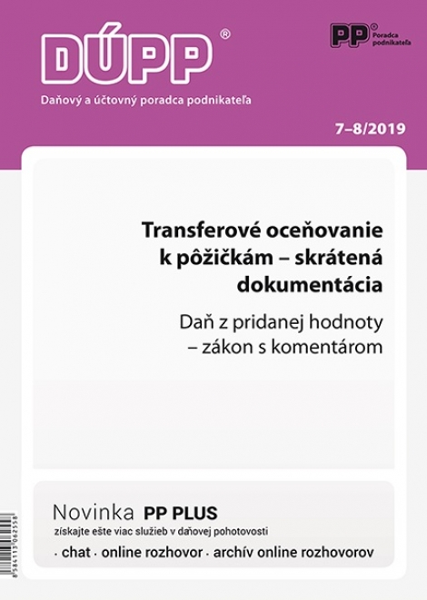 DUPP 7-8/2019 Transferového oceňovanie k pôžičkám - skrátená dokumentácia - 