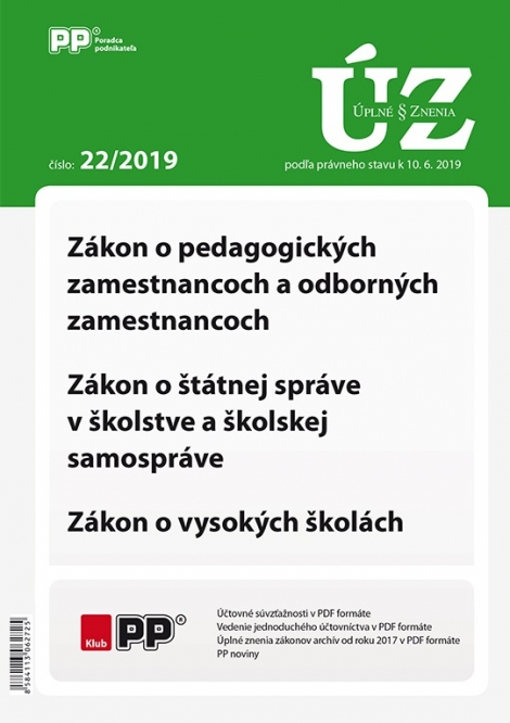 UZZ 22/2019 Zákon o pedagogických zamestnancoch a odborných zamestnancoch - 