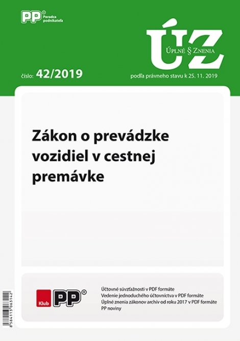 UZZ 42/2019 Zákon o prevádzke vozidiel v cestnej premávke - 