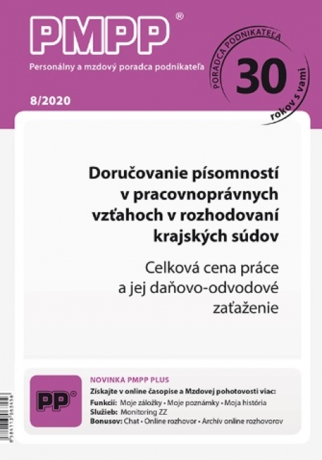 PMPP 8/2020 Doručovanie písomností v pracovnoprávnych vzťahoch v rozhodovaní krajských súdov - 