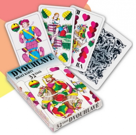 Dvojhlavé hracie karty 32 listov / Dvouhlavé hrací karty 32 listů - Mariášové karty