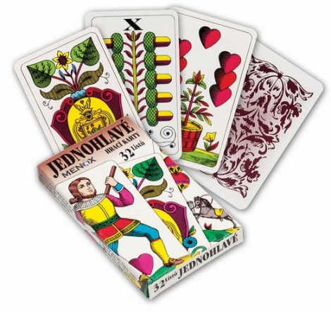 Jednohlavé hracie karty 32 listov / Jednohlavé hrací karty 32 listů - Mariášové karty
