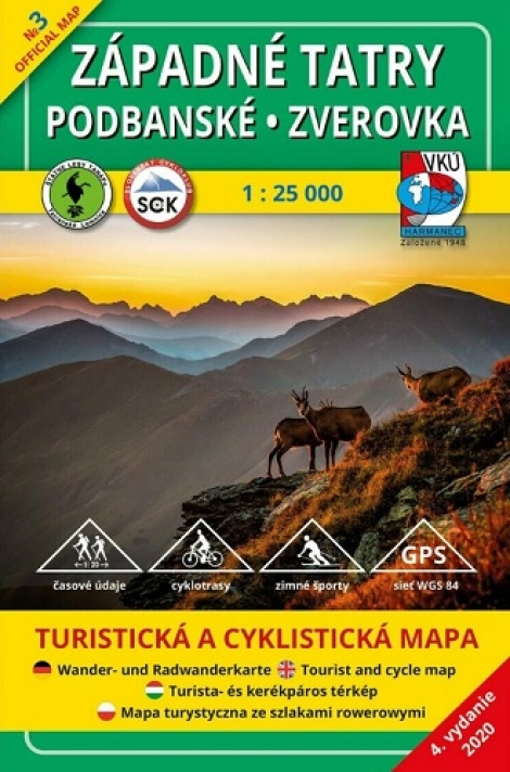 Západné Tatry - Podbanské - Zverovka 1:25 000 (4.vydanie) - Turistická a cyklistická mapa 3