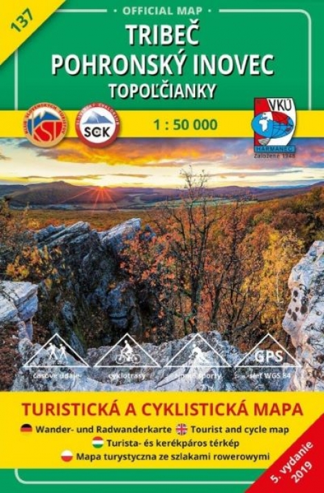 Tribeč, Pohronský Inovec, Topoľčianky 1:50 000 (5.vydnie) - Turistická a cyklistická mapa