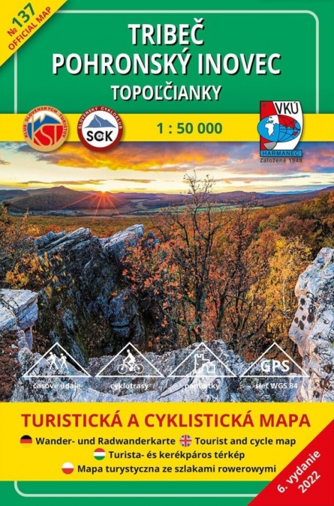 Tribeč - Pohronský Inovec -Topoľčianky 1:50 000 (6.vydanie) - Turistická a cyklistická mapa 137