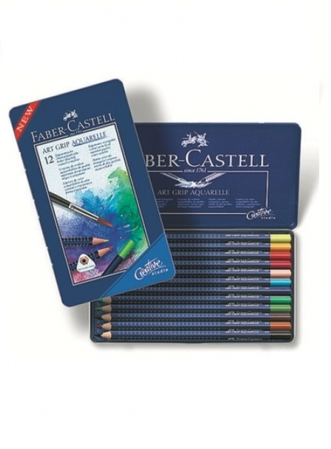 Akvarelové pastelky Faber-Castel Art Grip - 12 farieb v plechovej krabičke