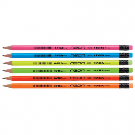 Ceruzka Lyra neon HB/2 s gumou - rôzne farby - 
