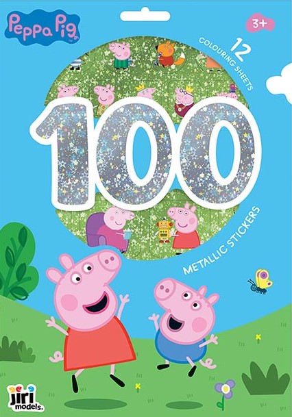 100 metalických samolepiek s maľovankovými listami Peppa - 
