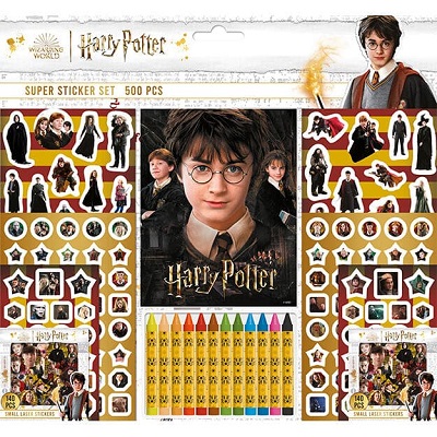 Samolepkový set s maľovankami a voskovkami 500 ks Harry Potter - 
