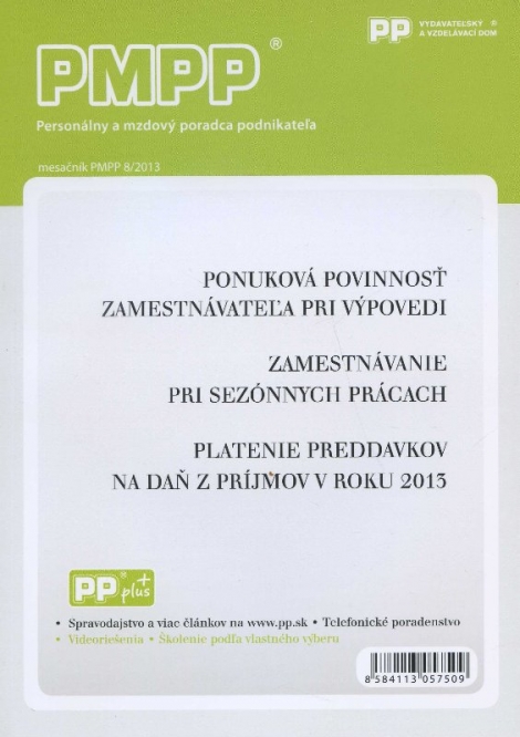 PMPP 8/2013 Ponuková povinnosť zamestnávateľa pri výpovedi - 