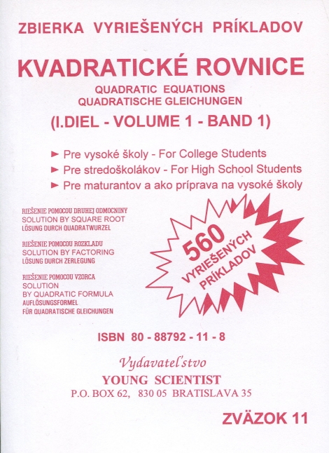 Kvadratické rovnice I.diel - 560 vyriešených príkladov